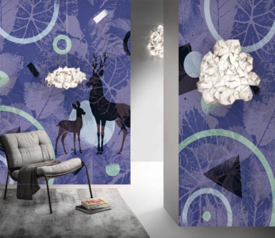 3D Morandi Couple Elk Wallpaper Wall Mural Removable Self-adhesive 699