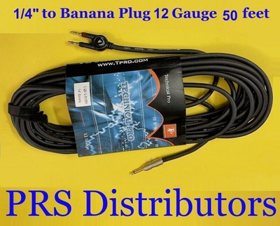 Technical Pro 50 FT 12 Gauge Dual Banana Plug to 1/4 inch Mono Speaker Cable