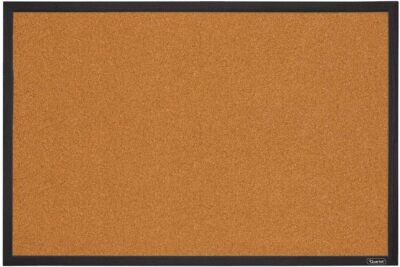 Quartet Cork Bulletin Board, Framed Corkboard, 2' x 3', Black Frame, M