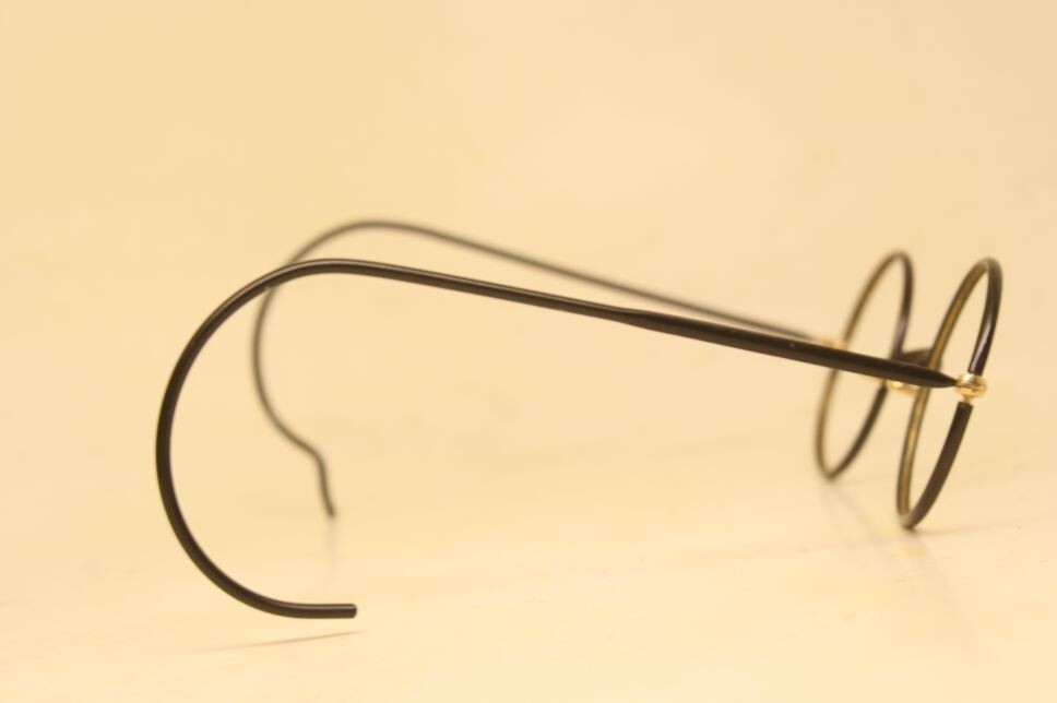 Antique Round Windsor Eyeglasses Brown Gold Vintage Glasses 40mm Lennon Frames