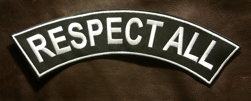 RESPECT ALL White on Black Top Rocker Patch for Motorcycle Jacket Vest