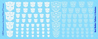 Transforming Robot Autobot Inspired Waterslide Decals (White) for Robots
