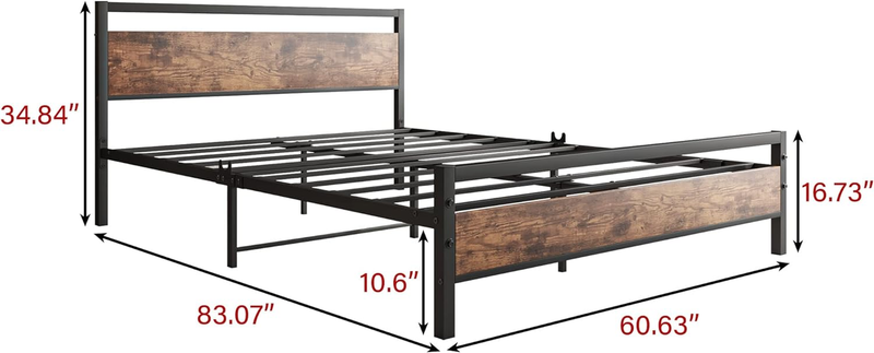 Black Queen Size Bed Frames with Wood Headboard,Queen Bed Frame with Storage No