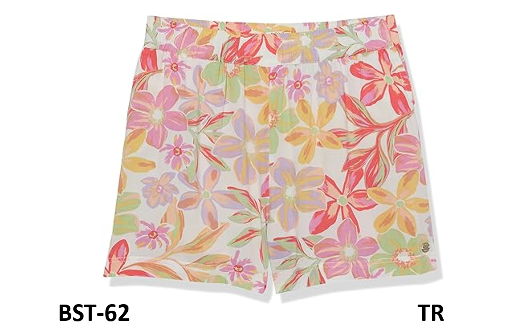 Roxy Girls' Ocean Floor Elasticated Short, Snow White Bayside Blooms 231, Size 5