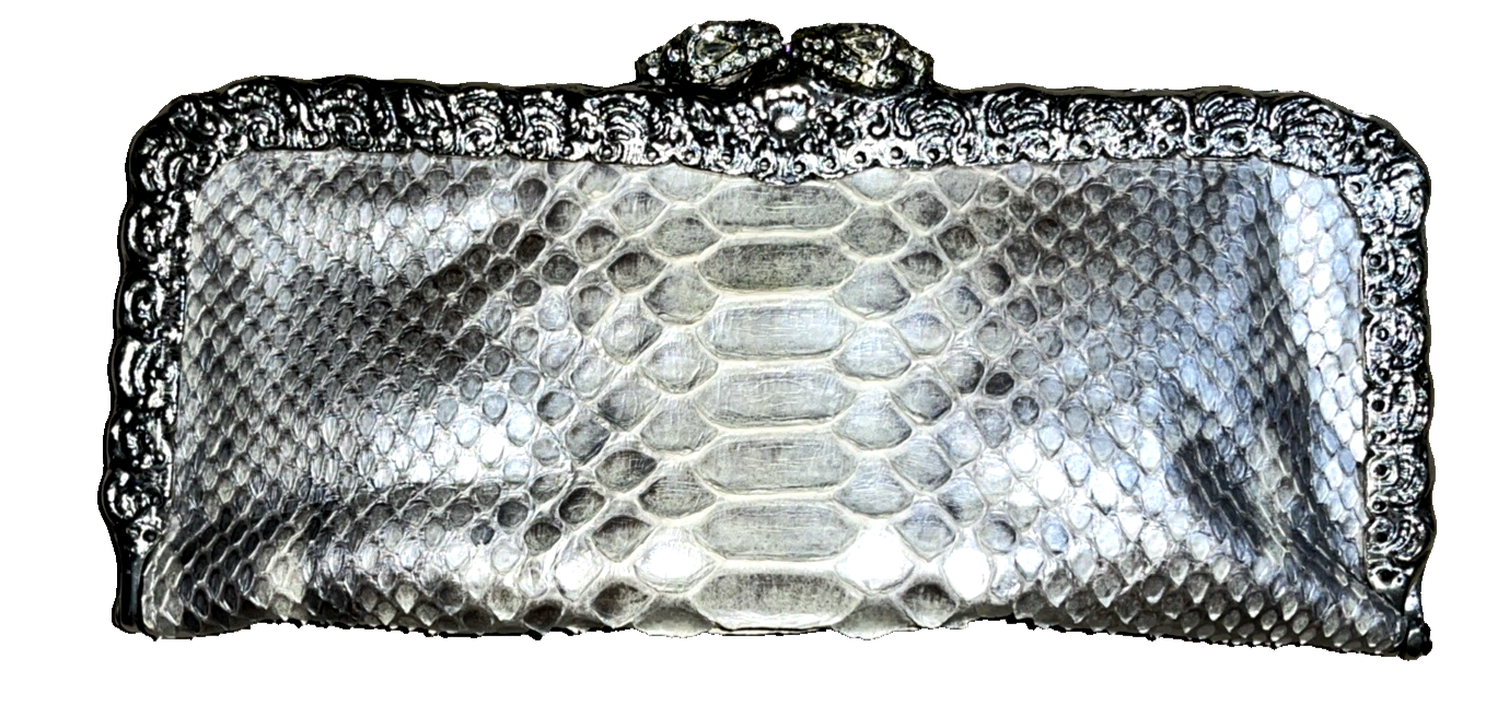 バッグ Clara Kasavina Clara Kasavina black leather evening purse silver & crystal