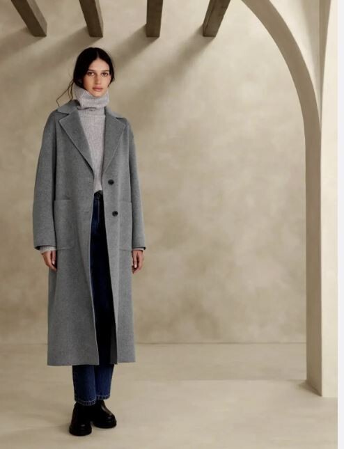 Pre-owned Banana Republic Women's Amina Oversized Top Coat Small Grey 758816 In Gray