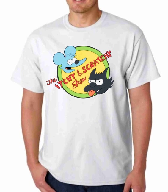 ITCHY & SRATCHY SIMPSONS T-SHIRT TOM JERRY PARODY HANNA