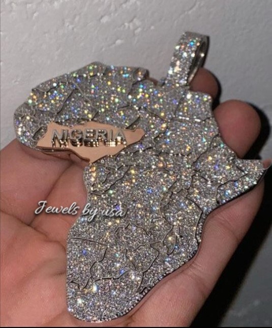 Pre-owned Nsg Custom Made Real Iced D/vvs Moissanite Any Country Map Charm Pendant-free Gift In White