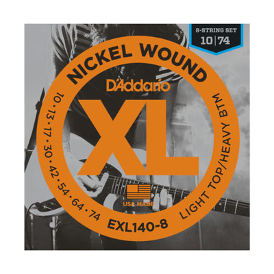 D'Addario EXL140-8 Nickel Wound Electric Guitar Strings, 8-String Light