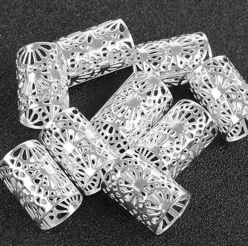 20x Gold Silver Hair Coils Cuffs Braid Dreadlock Aluminum Hair