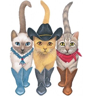 Cowboy Cats Shirt, 3 Cute Country Kitties in Cowboy ~ Cowgirl Boots, Small - 5X