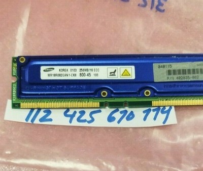 256MB RIMM RAMBUS 800-45 800 45 256MB/16 ECC NON-REGISTERED DUAL RANK 16X8 