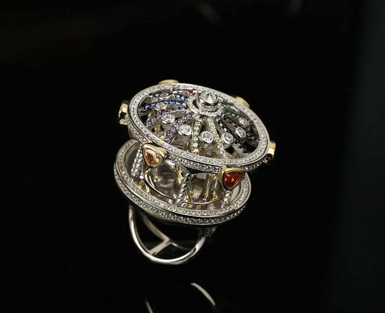 Pre-owned Online0369 1 Ct Multi Color Cubic Zirconia Women's Queen Ring 925 Sterling Silver In White
