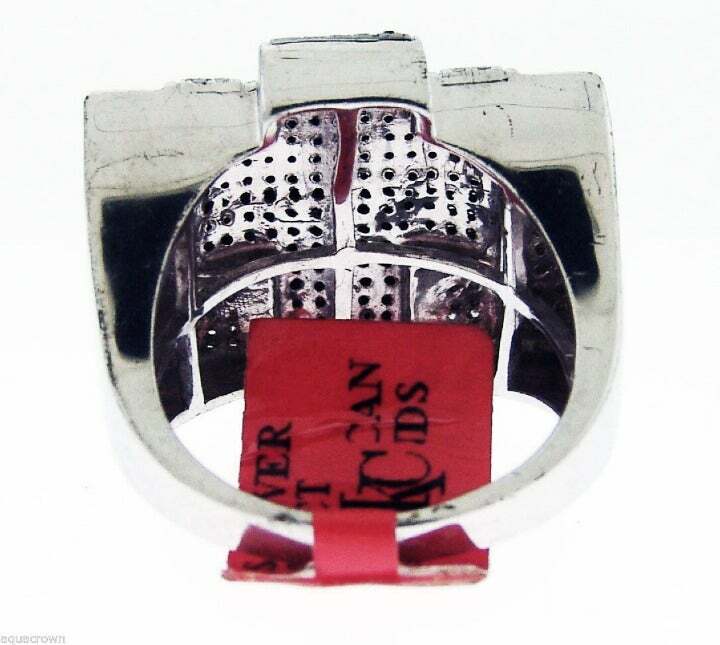Pre-owned Techno Men's 925 Silver .55ct Genuine Black Yellow Diamonds Ring Size 9.75 Gold Finish