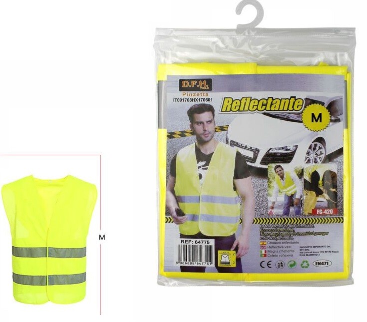Giubbino Gilet Di Emergenza Catarifrangente Auto Moto Sicurezza Taglia M dfh