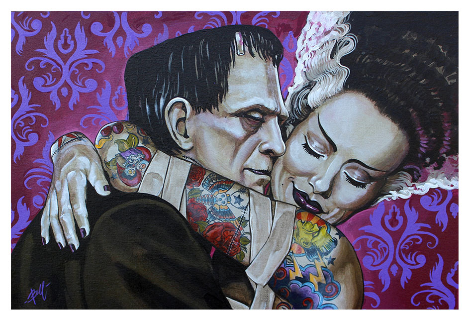 Undying Love Monster Frankenstein & Bride Fine Art Print