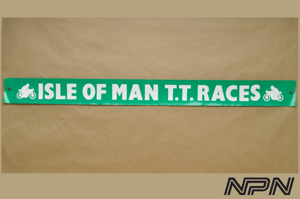 Vintage Isle of Man TT Races 45x4 Window Cling Motorcycle Decal Dealer Sign NOS