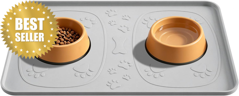 Silicone Cat Food Mat with Raised Edge, 86 * 56CM Waterproof Non-Slip Pet Feedin