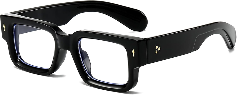 Square Thick Frame Glasses for Women Men Chunky Rectangle Blue Light Glasses Non