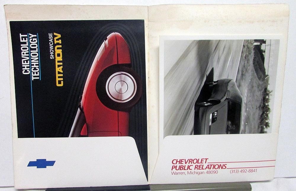 1984 Chevrolet Citation IV Concept Car Press Kit V6 Experimental Media Release