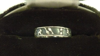 Sterling silver signed 925 band ring zodiac symbols size 8