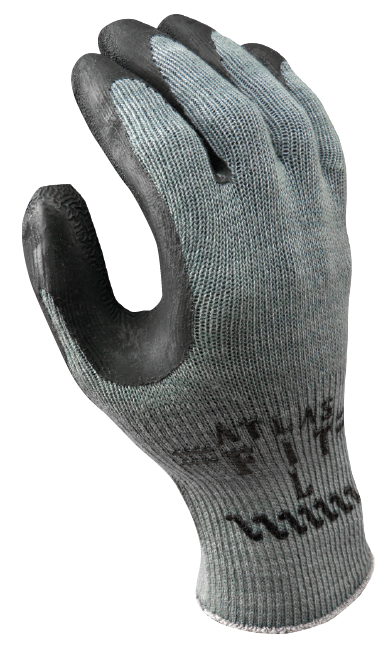 SHOWA BEST ATLAS 300B NATURAL BLACK RUBBER WORK GLOVES , VARIOUS SIZES, 1DOZEN