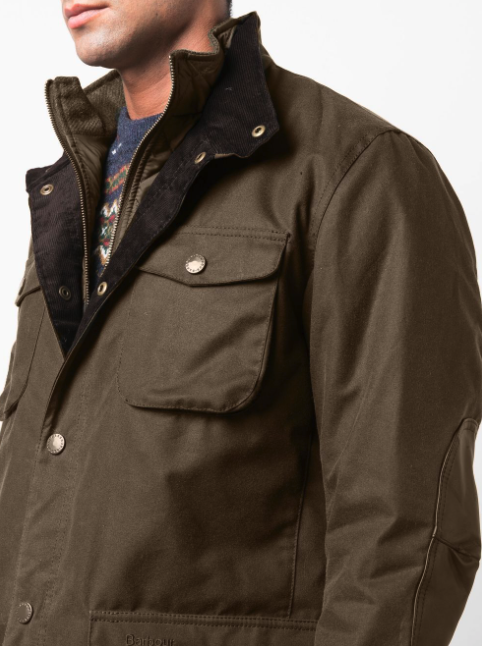 Pre-owned Barbour Ogston Wax Jacket W/ Elbow Patches Olive Msrp$625 Rugged Sophistication In Green