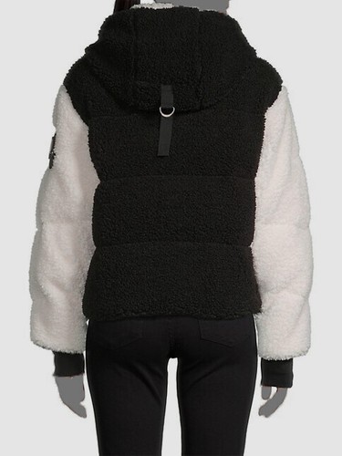 Pre-owned Moose Knuckles $995  Women's Black Elmont Sherpa Puffer Jacket Coat Size M