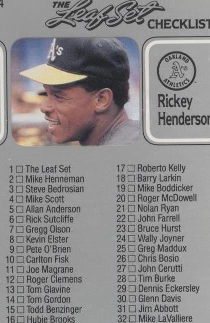 Hoja 1990 - Rickey Henderson #84