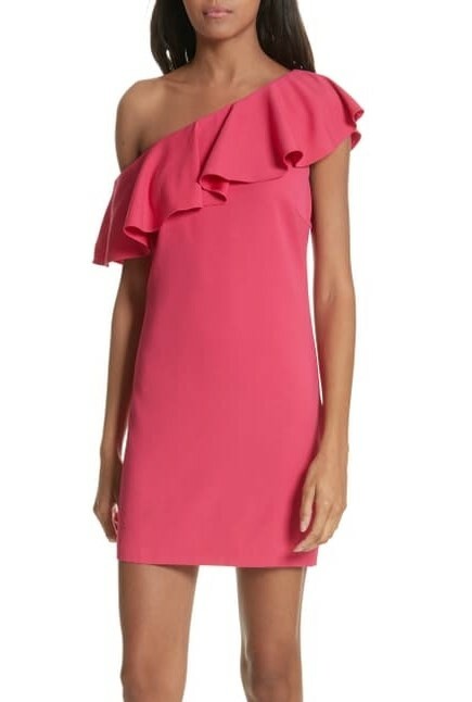Joie 247708 Womens Bronwen Ruffled One-Shoulder Shift Dress Hacienda Size 8