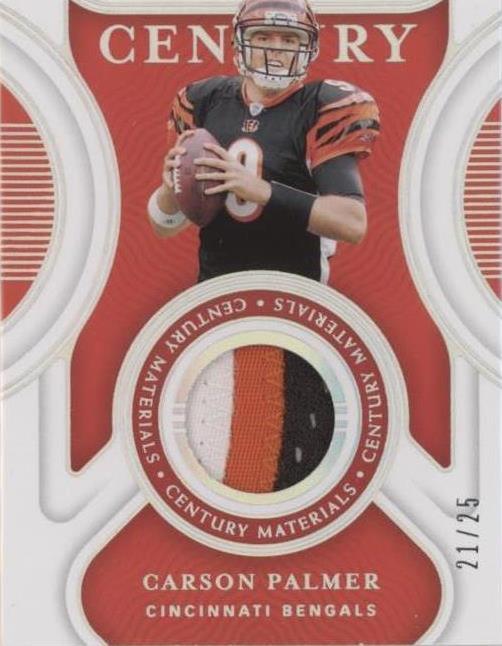 2021 Panini National Treasures - Century Materials Holo Silver #CM-CP Carson Palmer /25 (MEM)