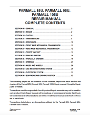 Case IH Tractor Farmall 85U, Farmall 95U, Farmall 105 Repair Manual