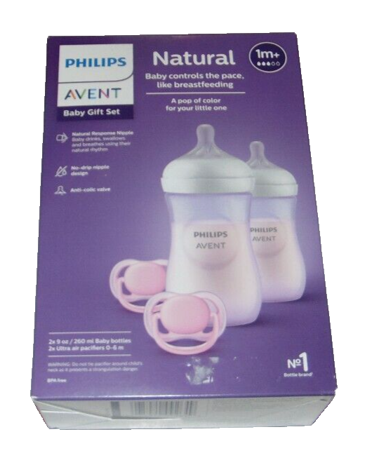 ~NWB Girls PHILIPS Avent Natural Baby Gift Set Bottles& Paci
