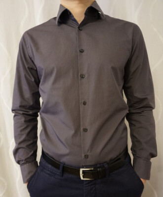 Slim Fit Hemd von Jake's dunkelgrau in Größe 37/38