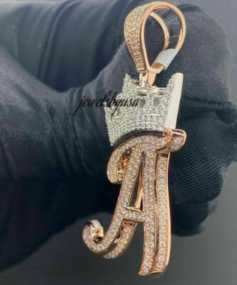Pre-owned Nsg 2ct Genuine Moissanite Customized Any Initial A To Z Charm Pendant 925 Silver In White