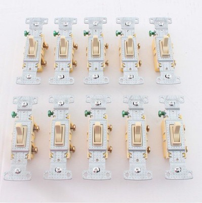 10 Hubbell RESIDENTIAL Ivory Single Pole Toggle Wall Light Switches 15A RS115I