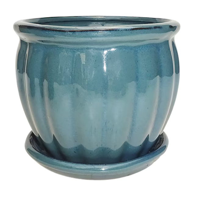 5" Small Blue Ceramic Planter Indoor Pot Outdoor Garden Round