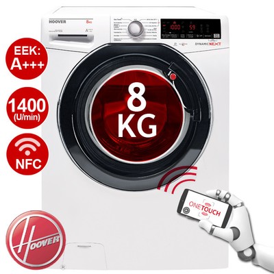 Waschmaschine Frontlader A+++ -40% HOOVER DXOA Q48AHB7-84 8kg NFC 1400U/Min weiß