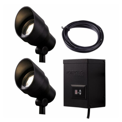 200W Low Voltage Landscape TRANSFORMER Timer Photocell Sensor and 2 Flood Lights