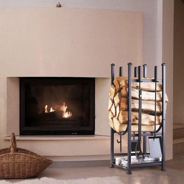 Style Selections Log Rack with Fireplace Tool Set #781476 UPC 093432158500