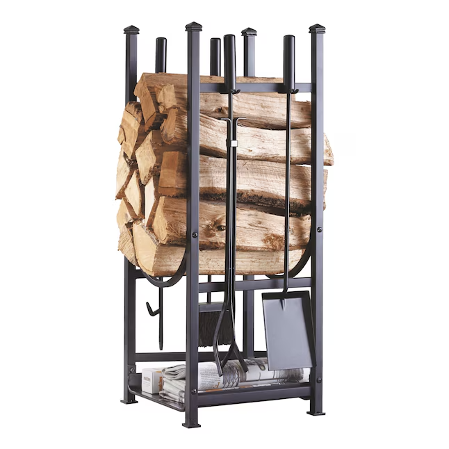 Style Selections Log Rack with Fireplace Tool Set #781476 UPC 093432158500