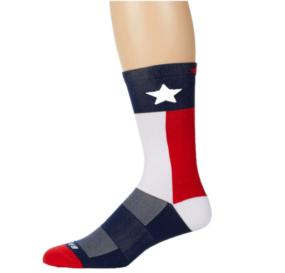 Unisex Size M5-9 W6-10 - Brooks Tempo Knit Crew Socks Red/Blue TEXAS