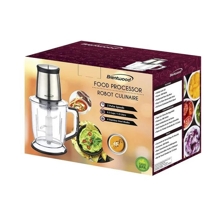 Brentwood  6.5 Cups Food Processor in Stainless Steel