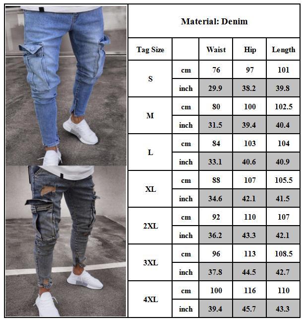 Men Ripped Biker Skinny Jeans Frayed Destroyed Trousers Casual Denim Pants S-XL