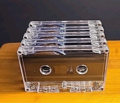 Blank Cassette Tapes C92 Broken Case Pack Lot of 5 New 92 Minutes Pr Tape Clear 