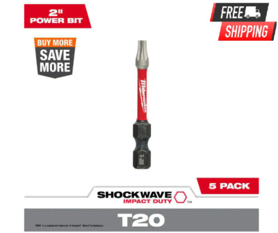 SHOCKWAVE Impact Duty 2 in. T20 Torx Alloy Steel Screw Driver Bit (5-Pack)