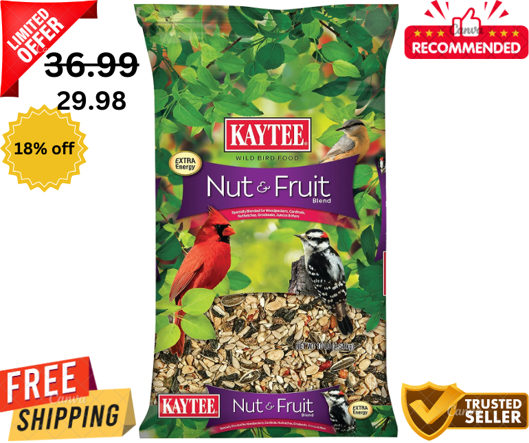 Kaytee Wild Bird Food Nut & Fruit Seed Blend 10 Pound High-E