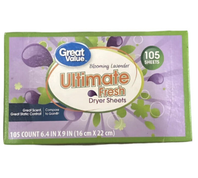 Great Value Ultimate Fresh Dryer Sheets Blooming Lavender 105 Count