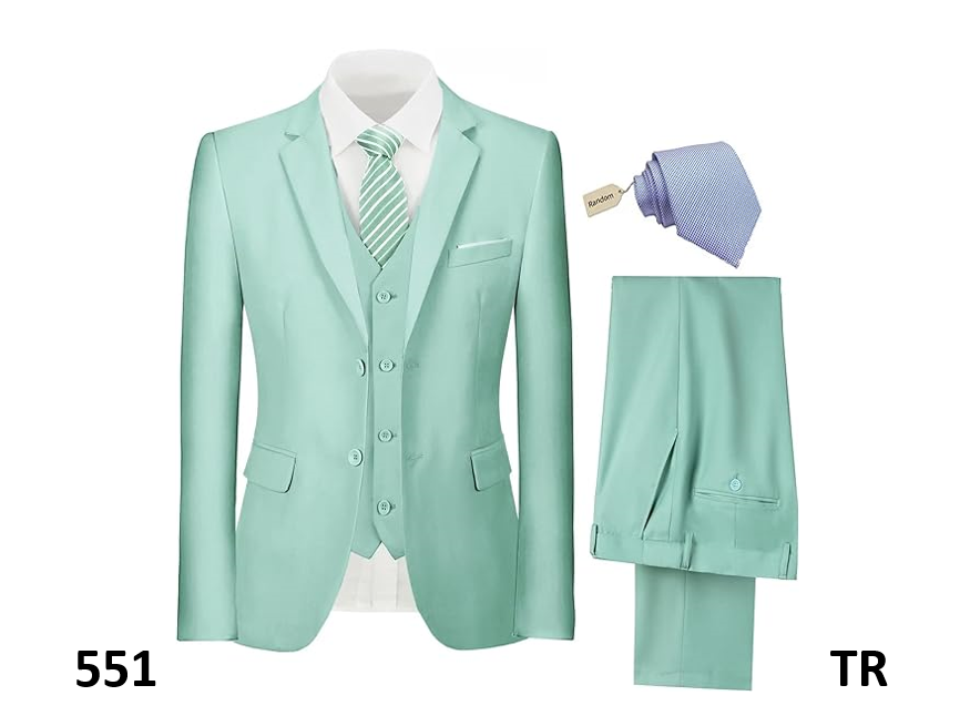 JOYLYJOME Men Suit Slim Fit 3 Pieces Suit 2 Button Homecoming Prom Party Suit, L