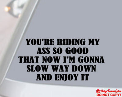 YOU RIDE MY ASS I SLOW WAY DOWN Vinyl Decal Sticker Car Rear Window Wall Bumper